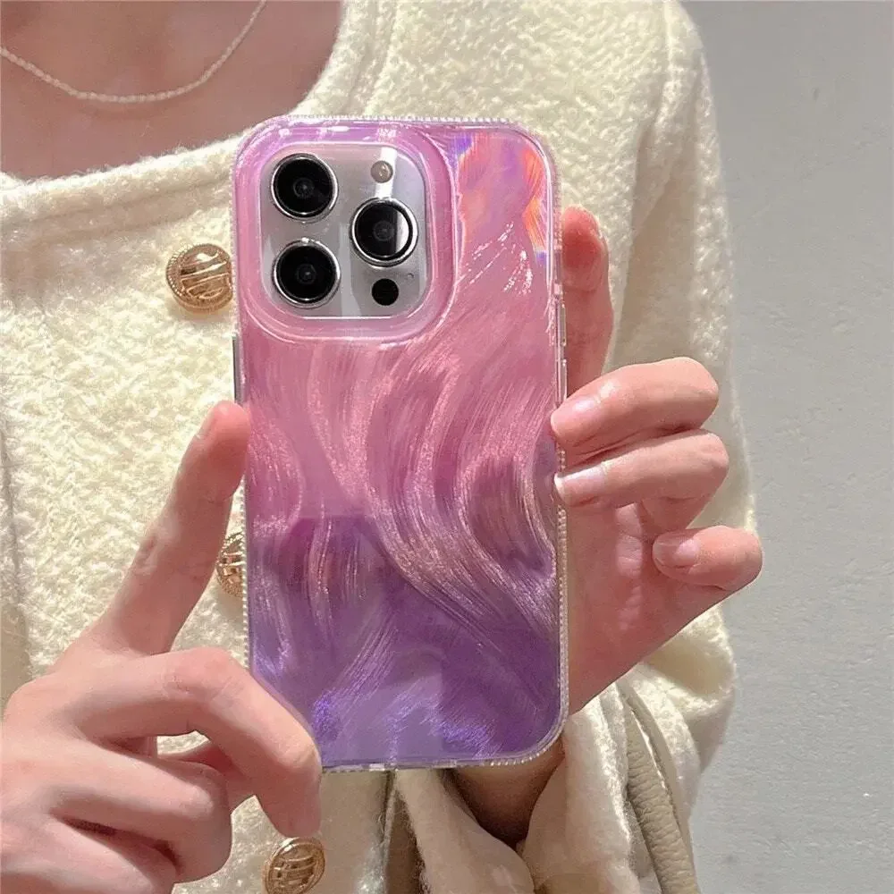 iPhone 15 Pro Pink Purple Luxury‎ Laser Colorful Gradient Aurora Case